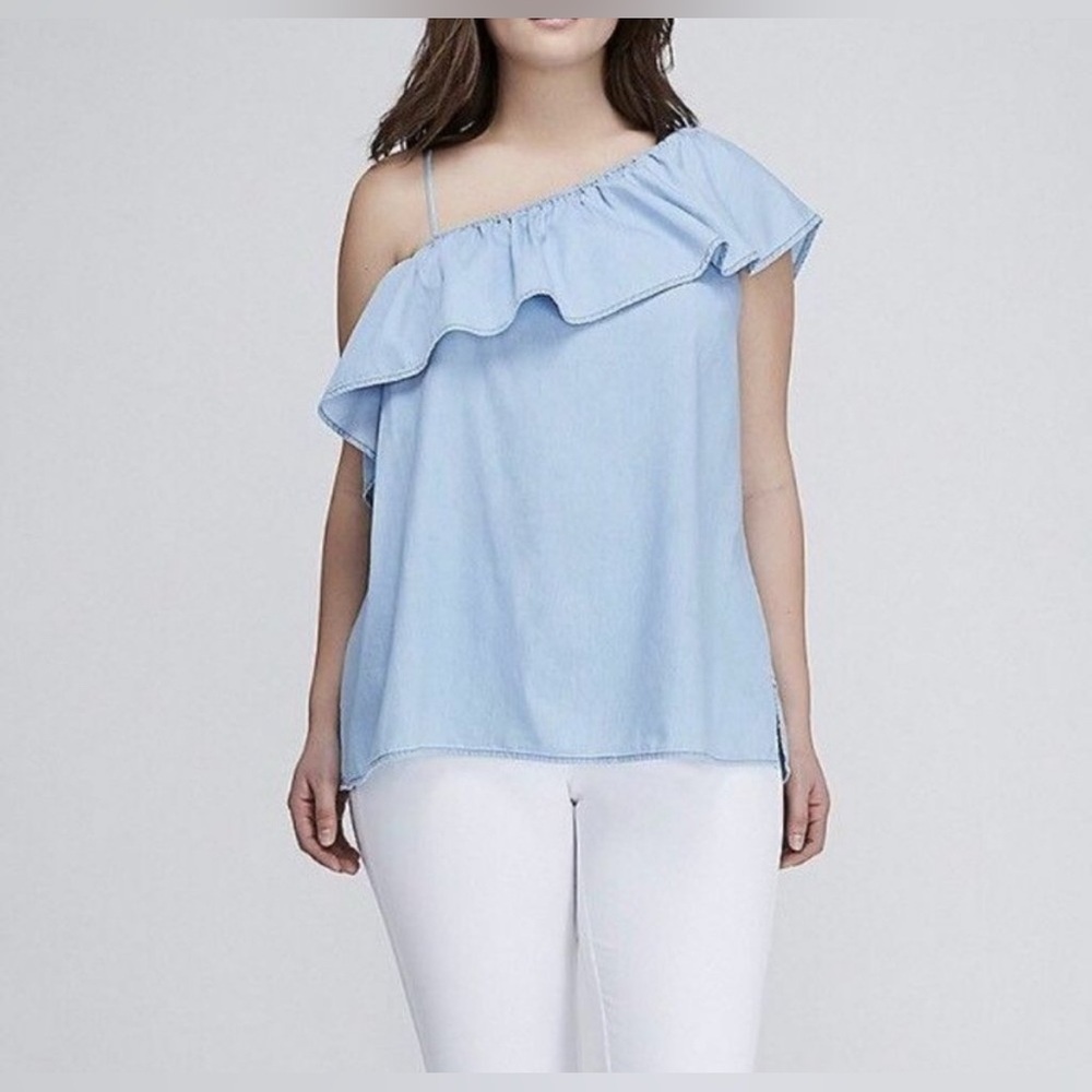 Lane Bryant Chambray One Shoulder Top NWT